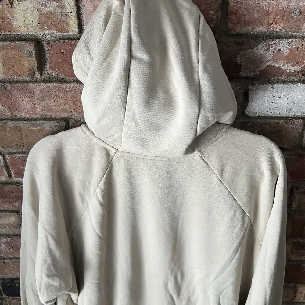 Nike Sportswear Club Fleece Pullover Hoodie Cream Sand Beige Women's XL